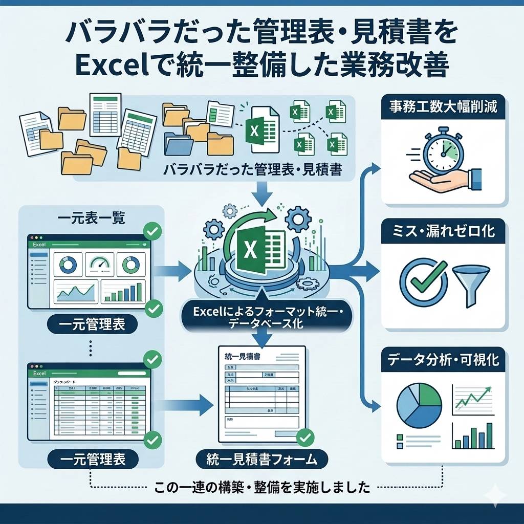 管理表・見積書のExcel統一整備